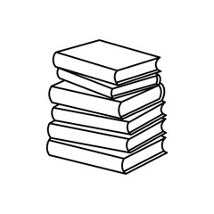 Stack of Books Outline for Education Learning and Reading Promotion Illustration White Background Six Books Stacked Up