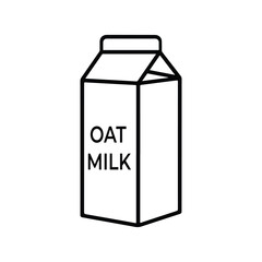 Oat Milk Carton Icon in Outline Style on White Background