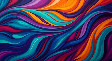 Abstract colorful wavy flowing lines background with vibrant colors