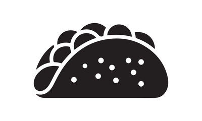 Street Food Taco Icon in Black Silhouette on White Background