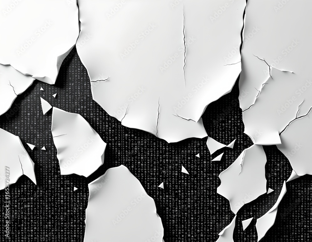 Poster abstract textured surface with fragmentation and decay