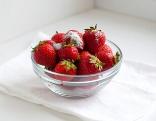 Fresh strawberries in a glass bowl, a delicious and healthy summer dessert