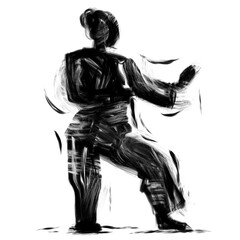 Obraz premium Taekwondo Silhouette Illustration. Martial Arts Kick and Pose 