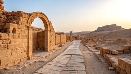 Ancient passage through the ruins of avdat on the incense road