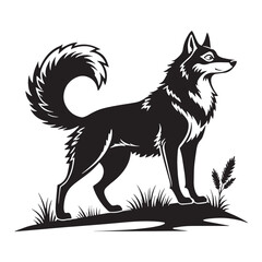 black husky racing Silhouette Vector, High Quality Illustration on White Background