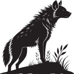 black hyena racing Silhouette Vector, High Quality Illustration on White Background