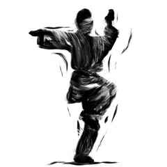 Taekwondo Silhouette Illustration. Martial Arts Kick and Pose 