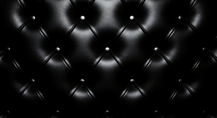 Fototapeta premium Dark tufted leather upholstery texture with diamond pattern and buttons
