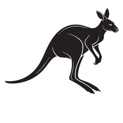 black kangaroo Silhouette Vector, High Quality Illustration on White Background