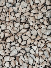 Close-up Texture of Light Gray Gravel Stones.