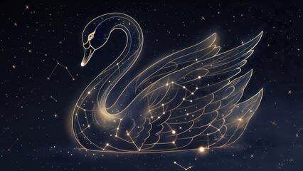 Swan in starry night sky