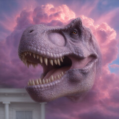 what if dinosaurs were common household pets in a modern suburban neighborhood surreal and humorous,