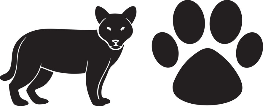 Dog silhouette and paw print illustration