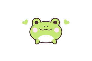 Obraz premium Cute frog cartoon line art vector illustration. Simple minimalistic design with bold black outline, flat shapes, no shading, and clean white background.