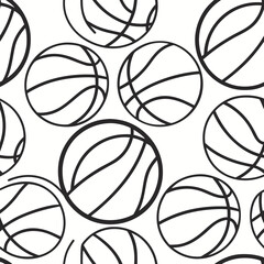 Obraz premium Vector art of seamless pattern of basketballs isolated on white background, perfect for sportsthemed designs and apparel