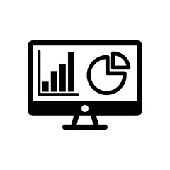 Obraz premium Vector art of computer screen displaying data analysis charts and graphs for business and financial performance review