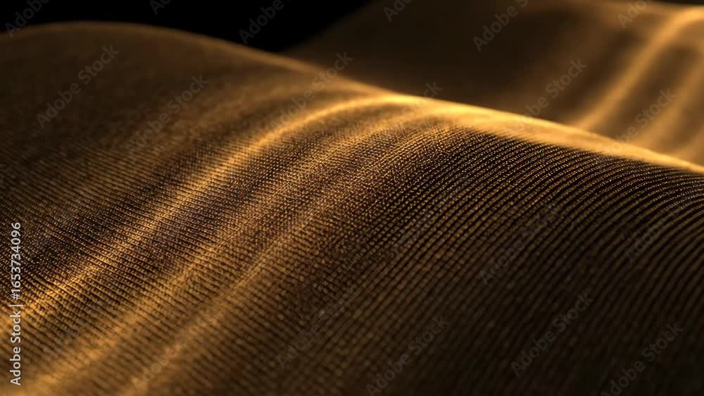 Aufkleber abstract golden particle waves flowing seamlessly, dynamic digital energy background loop.