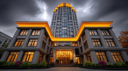 Fototapeta premium Modern Geometric Architecture in Cinematic Lighting