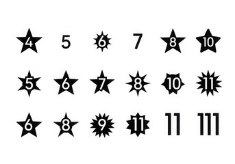 Collection of stars with numbers and different point variations