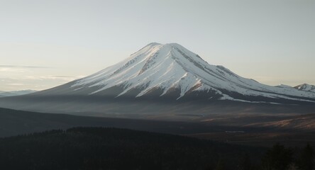 Fototapeta premium Majestic Snow-Capped Mountain Peak at Sunset