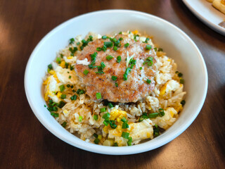 Bowl of Egg Fried Rice with Meat