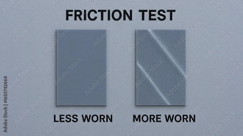 Poster friction test result comparison between less worn and more worn surfaces demonstrating industry stan