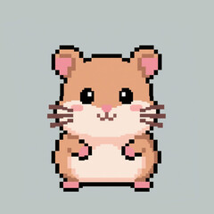 Fototapeta premium Cute Brown Pixel Art Hamster Character