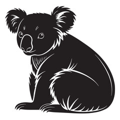 black koala Silhouette Vector, High Quality Illustration on White Background
