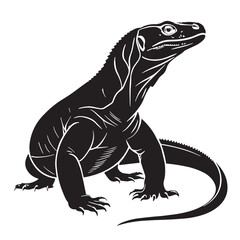black komodo Silhouette Vector, High Quality Illustration on White Background