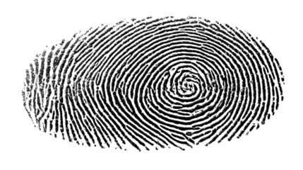 Fingerprint Impression: A detailed image showcasing the intricate patterns and unique ridges of a single fingerprint, a symbol of individuality, identity, and forensic science.