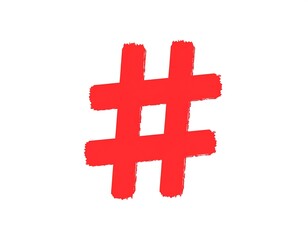 Obraz premium Red hand-drawn hashtag symbol on white background