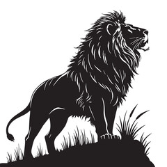 black leo Silhouette Vector, High Quality Illustration on White Background