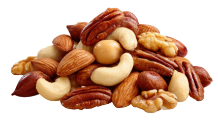 A Nutty Gathering: A delightful assortment of shelled nuts, artfully arranged, showcases nature's bounty and healthy eating, ready to satisfy any craving.
