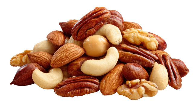 A Nutty Gathering: A delightful assortment of shelled nuts, artfully arranged, showcases nature's bounty and healthy eating, ready to satisfy any craving.