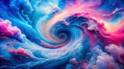 Fototapeta premium Pink and blue watercolor abstract. Drone perspective. Stunning aerial background image.