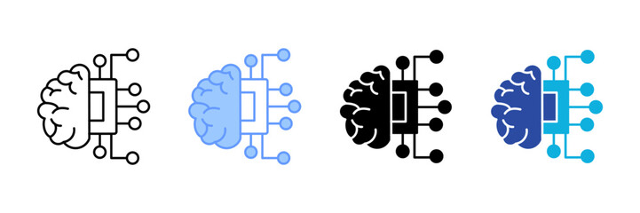 Machine Learning Icon Set Multiple Style Collection