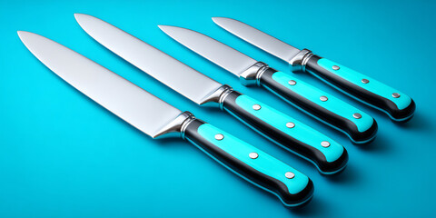 photograph highlighting the different types of knives in a kitchen and their specific uses for cutti