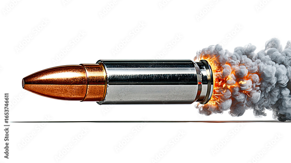 Aufkleber bullet in flight: a detailed look at a speeding bullet captured mid-flight, emphasizing the power an