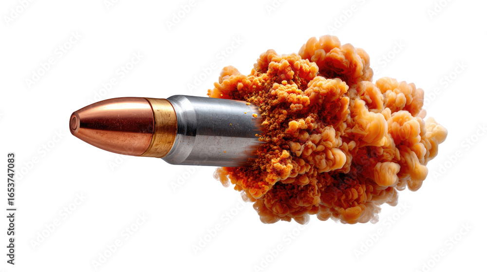 Poster bullet in flight: an action shot showcases a bullet in mid-flight, leaving behind a trail of dynamic