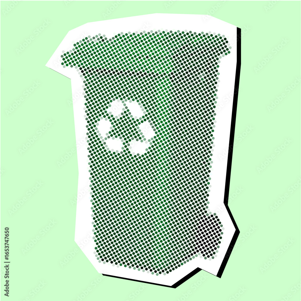 Poster recycle bin halftone dotted collage element pointillize in paper torn vector. represents environment
