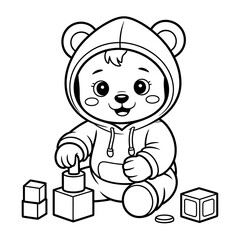 Fototapeta premium Cozy Bear Cuddling a Blanket in a Rocking Chair ,,Coloring Pages