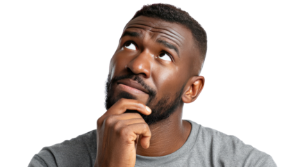 Deep in Thought: Captivating image of a man lost in introspection, his gaze directed upward, suggesting a moment of contemplation and profound thought.