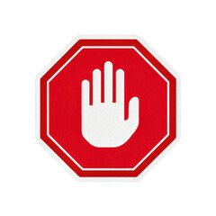 Obraz premium Red stop hand sign, Warning and Caution Icon isolated on transparent background Remove png, Clipping Path, pen tool
