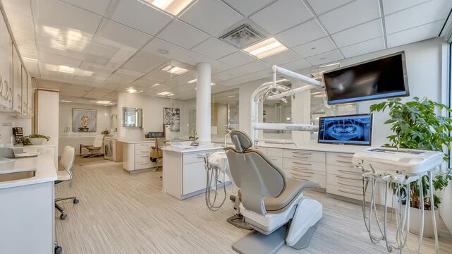 Modern dental office interior with equipment