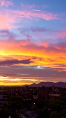 Blurry sunset over city