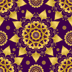 Mandala, flowers, dark blue purple background