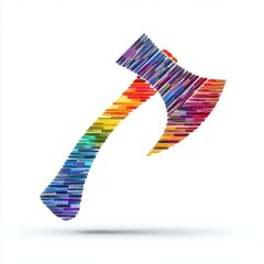 Obraz premium Rainbow Colored Axe Illustration on White Background