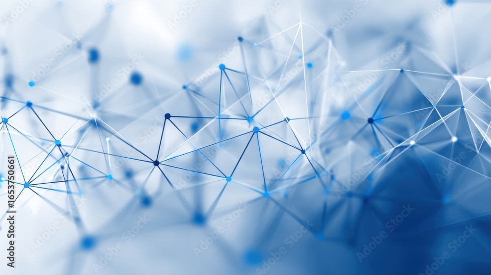Poster interconnected lines and nodes create an abstract representation of a digital network. the design em