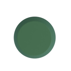 A solid green round plate or tray.