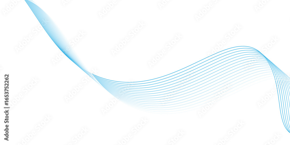 Poster abstract blue smooth waves on white background. dynamic sound waves. design elements. vector eps10